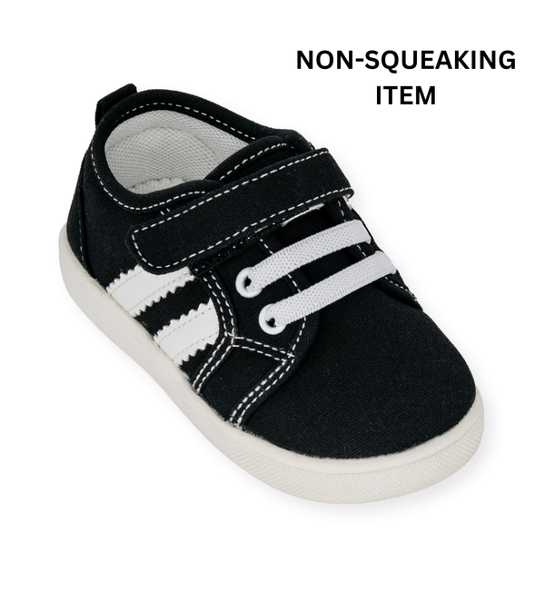 Andy Black Tennis Shoe (NON - SQUEAKING) - Wee Squeak