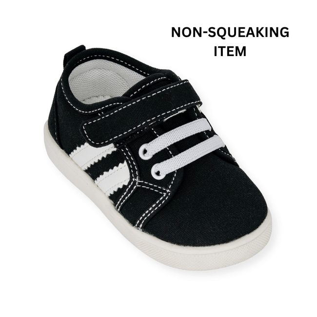 Andy Black Tennis Shoe (NON - SQUEAKING) - Wee Squeak