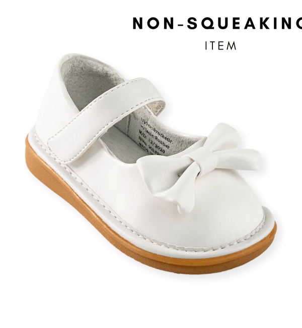 Bow White Shoe (NON-SQUEAKING) - Wee Squeak