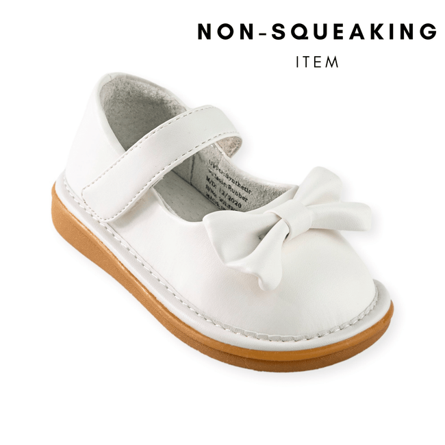 Bow White Shoe (NON-SQUEAKING) - Wee Squeak