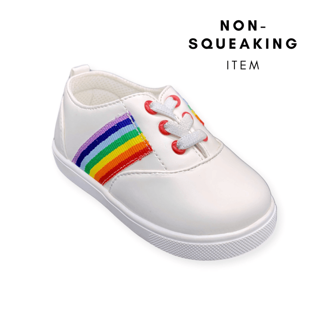 Rainbow Stripe Tennis Shoe (NON-SQUEAKING) - Wee Squeak