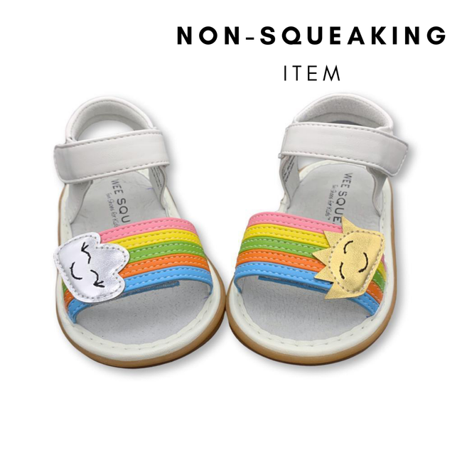 Rainbow White Sandal (NON-SQUEAKING) - Wee Squeak