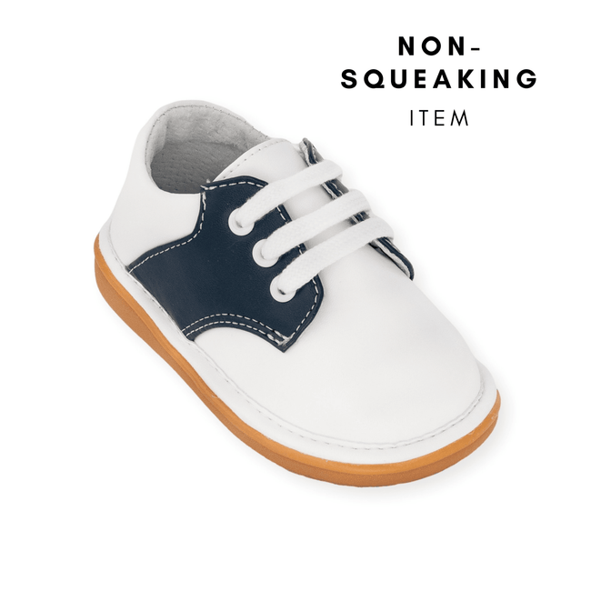 Rory Navy Saddle Oxford Shoe (NON-SQUEAKING) - Wee Squeak