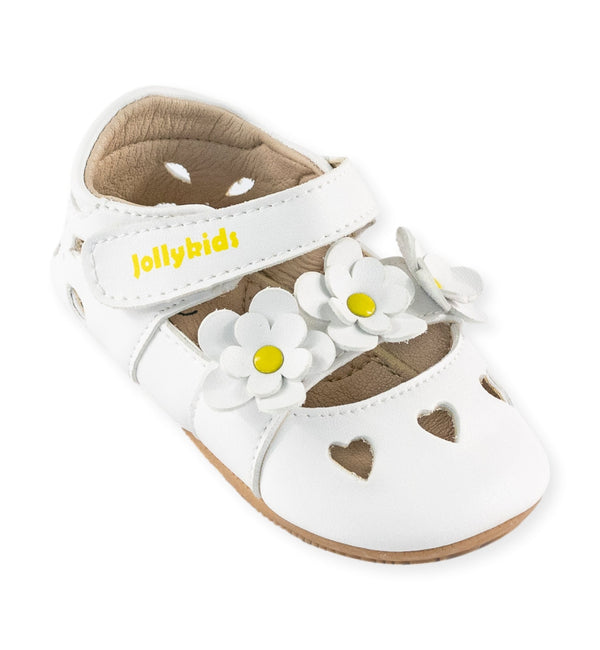 Wildflower White Mary Jane Shoe by Jolly Kids - Wee Squeak